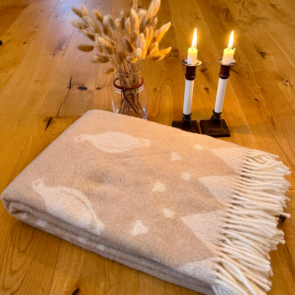 Blanket, beige/white