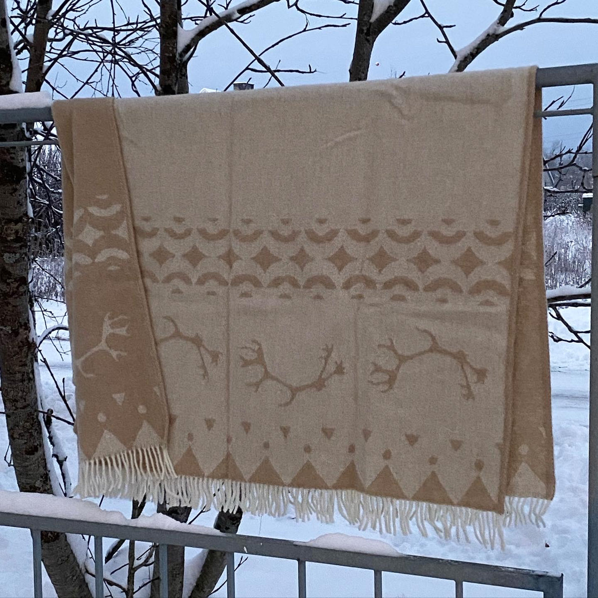 Blanket, beige/white