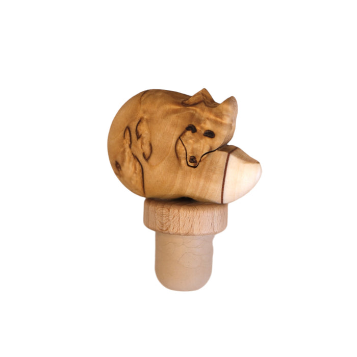 wine cork with wooden fox
