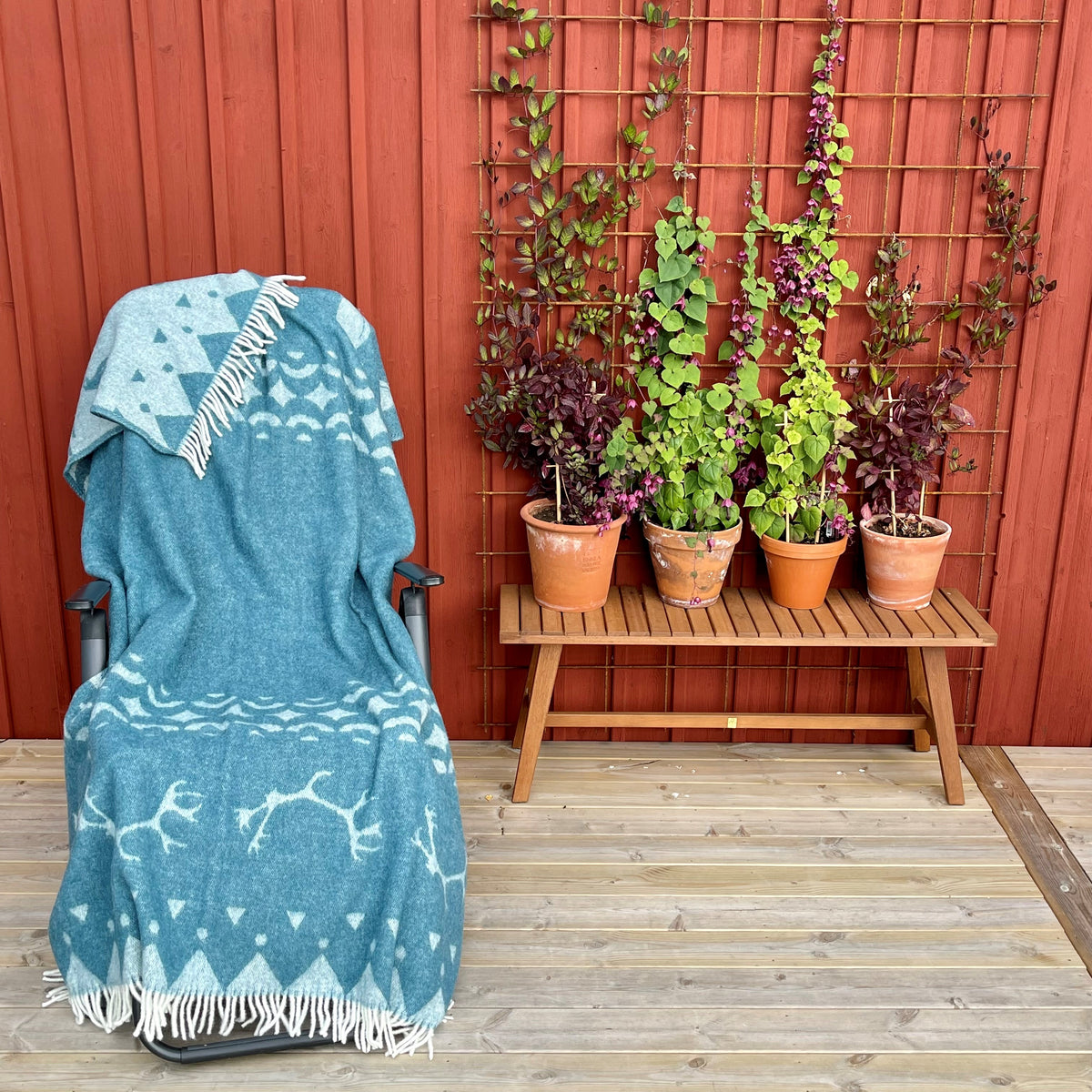 Plaid en laine, gris/blanc