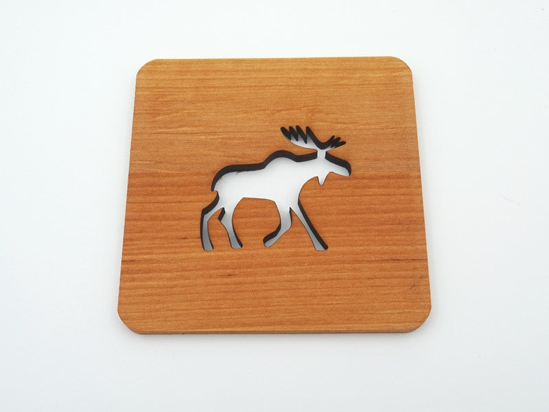 GLASUNDERLÄGG - med älg i al (10x10 cm)