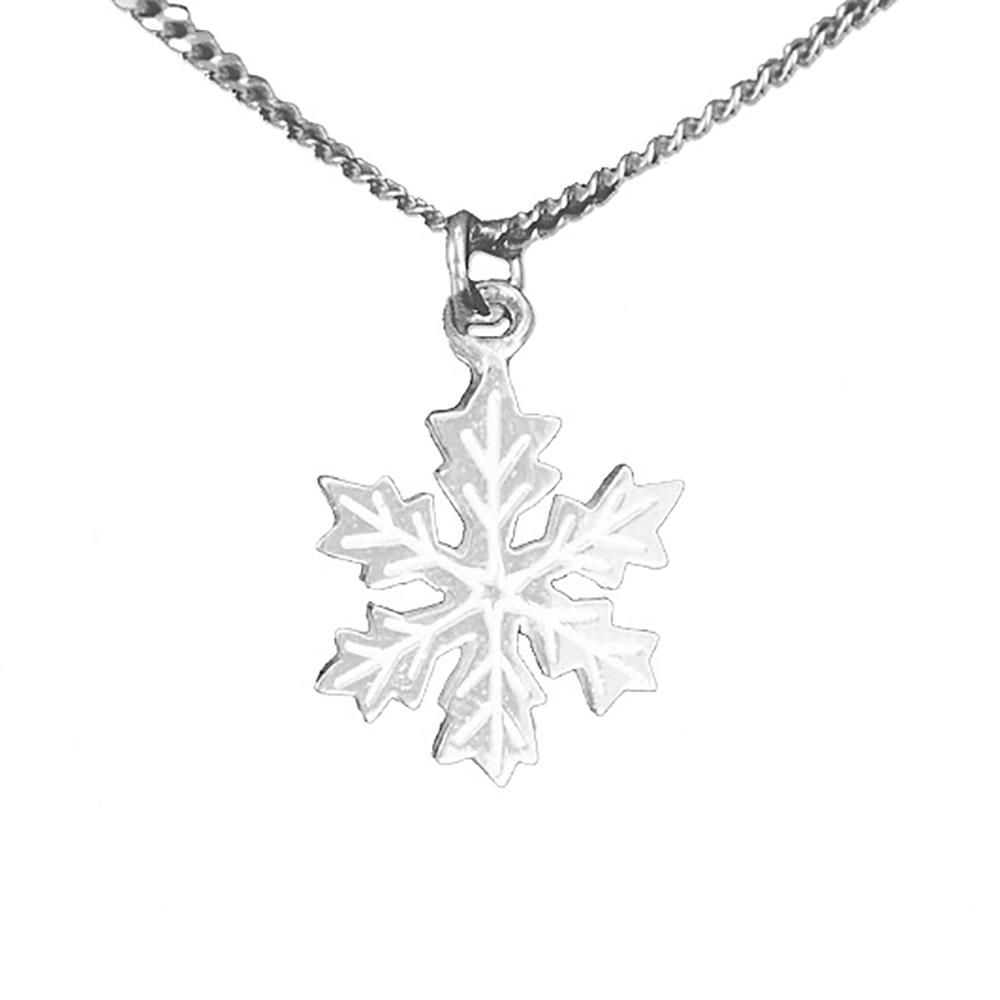 silverhalsband med snöstjärna i silver med silverkedja
